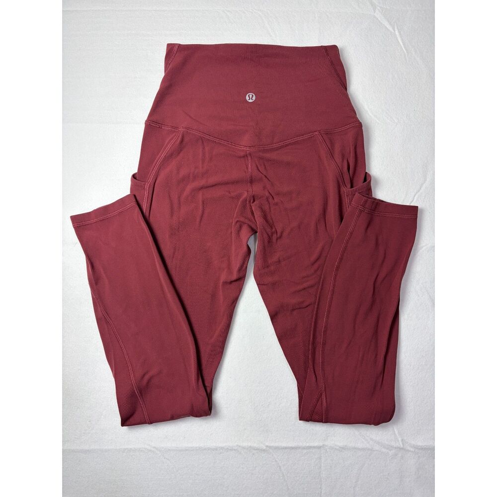 Lululemon Align High Rise Leggings Side Pockets Maroon Burgundy Size 2